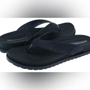 Capelli, New York Black Glitter Textured Flip-Flops Size 10